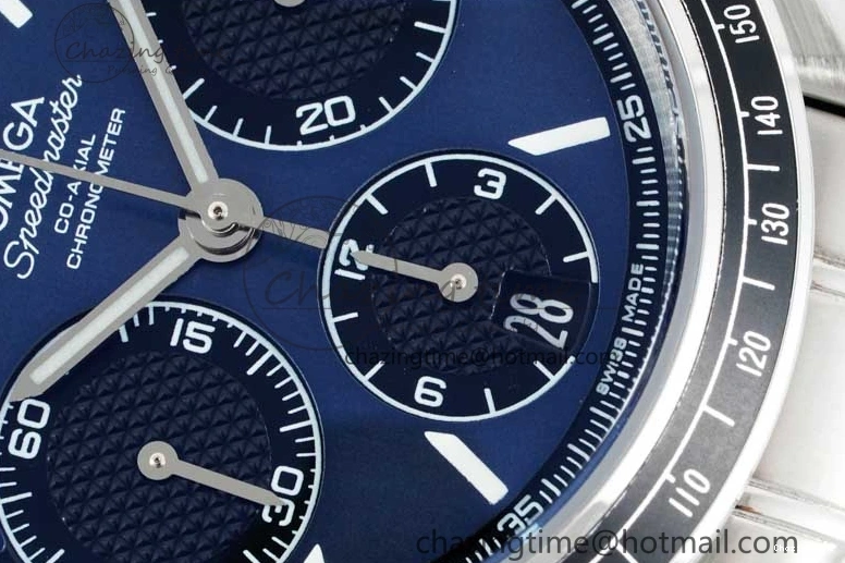 1222 UrbanChic Speedmaster Racing Master SS HKF Best Edition Blue Black Dial on SS Bracelet A 7808